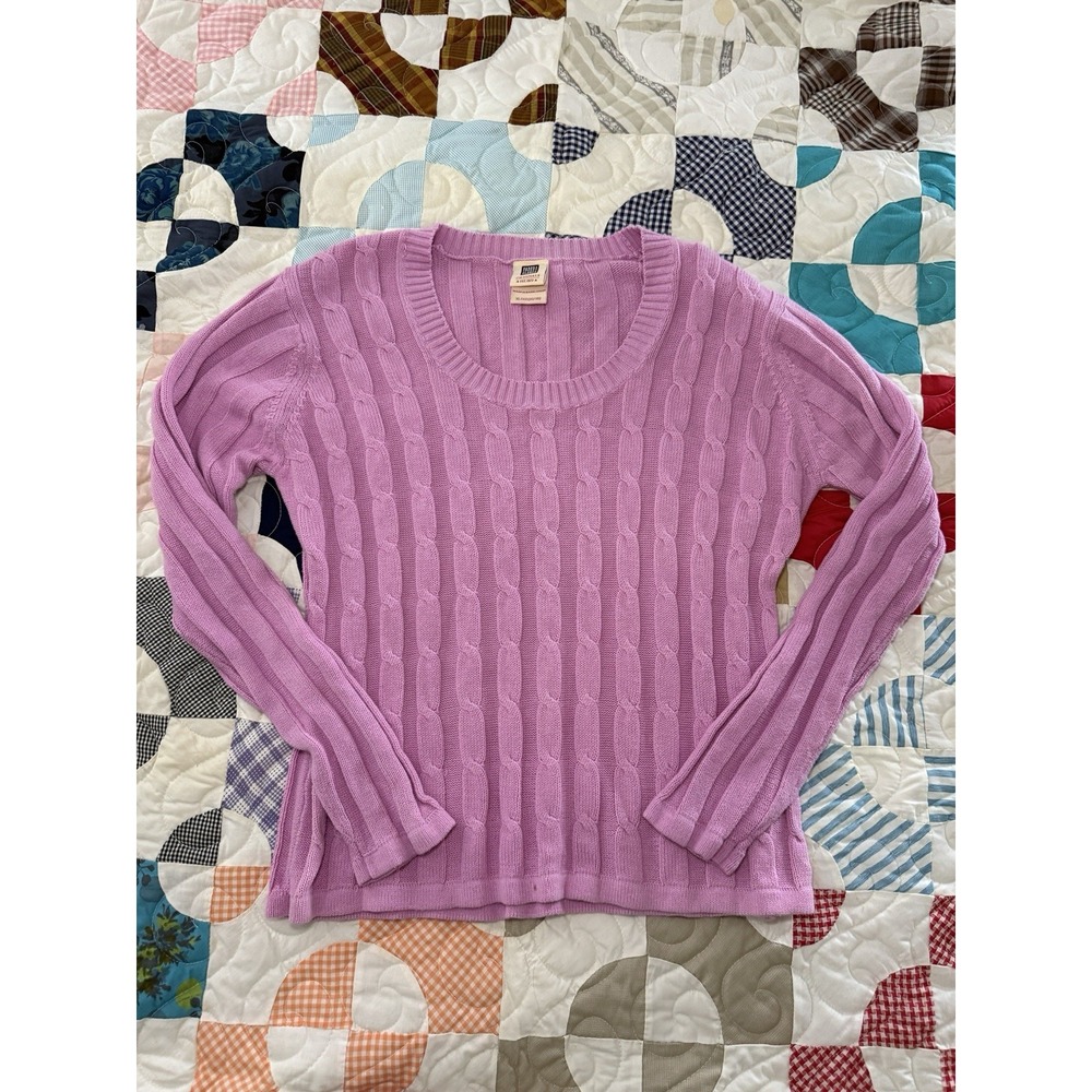 Vintage Y2K 90s Faded Glory Cable Knit Women's Sweater Cotton Blend Size XL